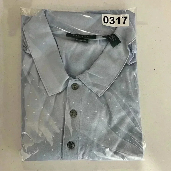 Perry Ellis Mens Short Sleeve Polo Shirt XXL Blue Arrow Print Pima Cotton New - Picture 11 of 11
